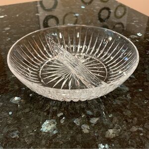 Princess House Highlights lead crystal divided dish round bowl #870 vintage USA